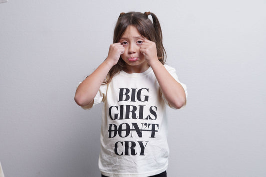 Girls "Big Girls Don't Cry" Crewneck T-Shirt (Beige/Black)